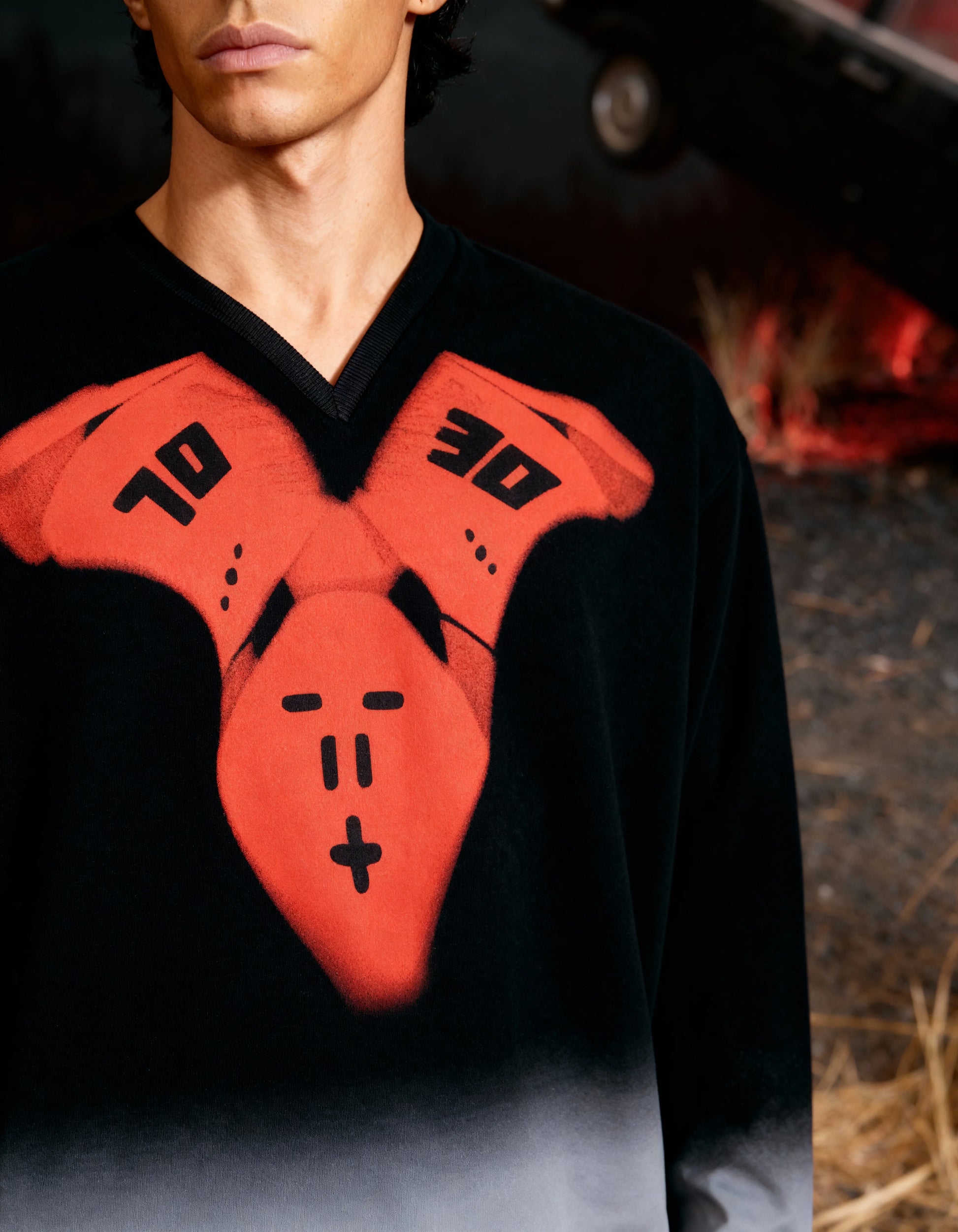 JUDAS [HAND-SPRAYED SWEATSHIRT] BLACK+RED / XS
