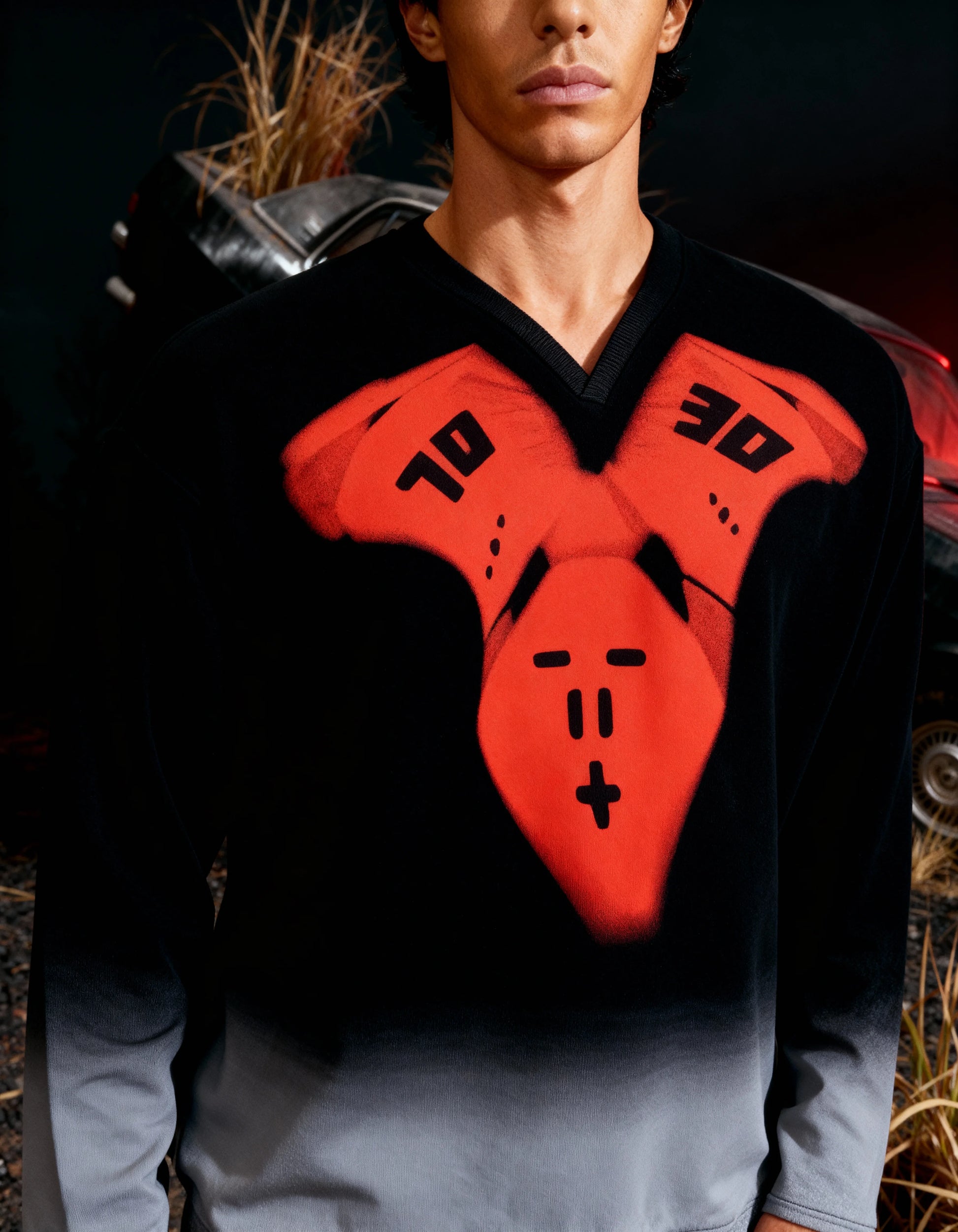 JUDAS [HAND-SPRAYED SWEATSHIRT] BLACK+RED / XS