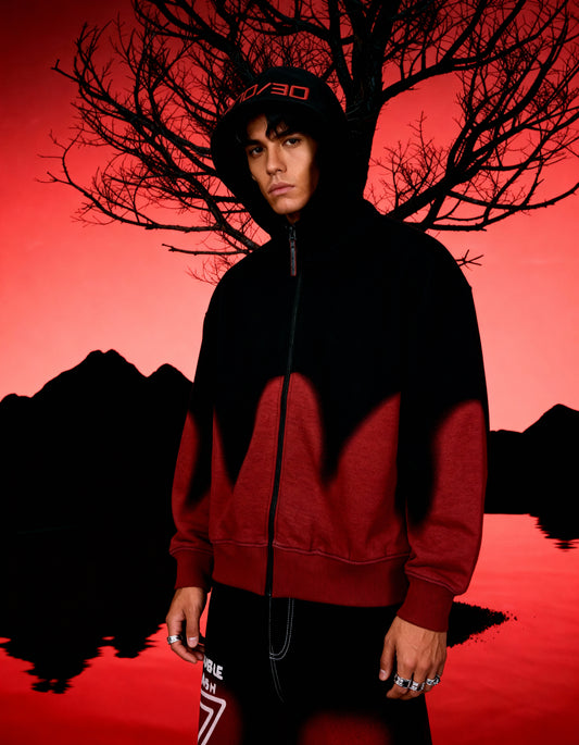 STAINED [RELAXED ZIP-UP HOODIE]